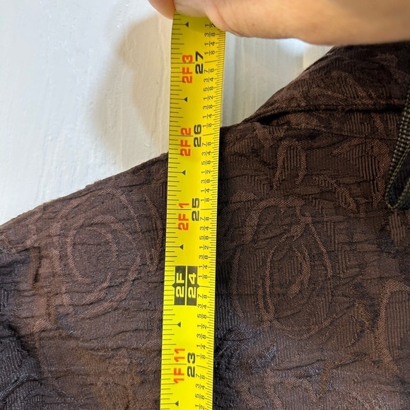 Chico’s Brown Floral Embossed Blazer Textured Top Layer Pockets Preppy Sz M - Picture 8 of 8